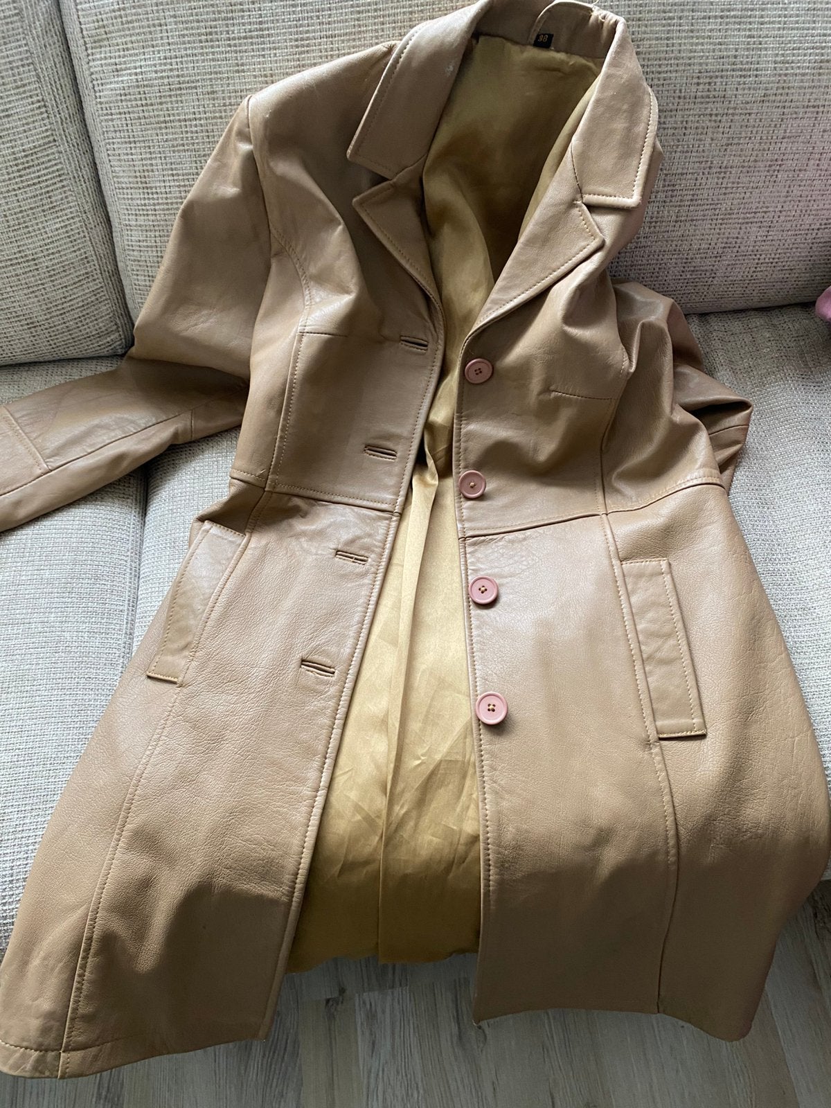 Vintage leren jas, Ophalen of Verzenden, Gedragen, Maat 38/40 (M), Beige