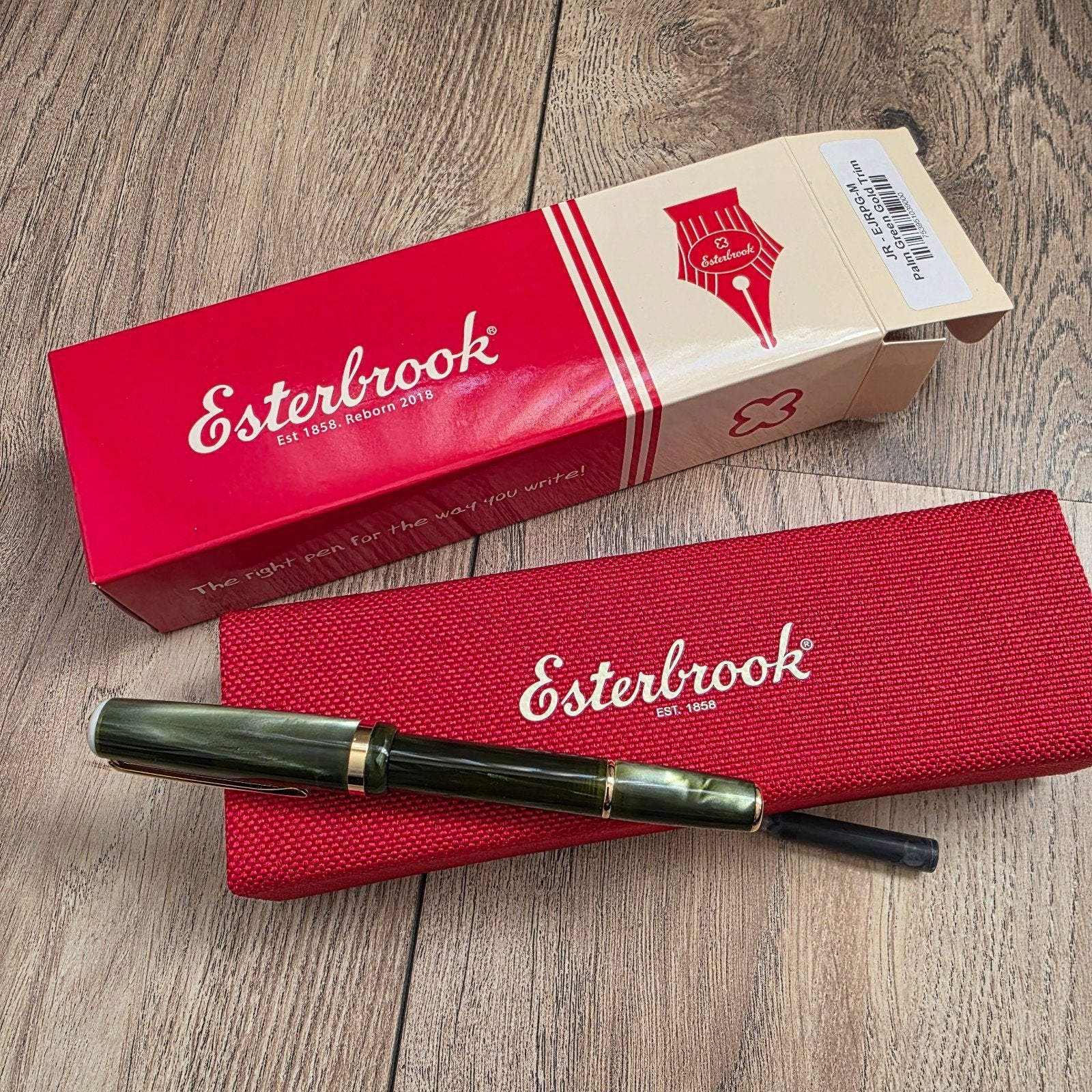 Esterbrook JR - Palm Green, gold trim, M, Verzamelen, Pennenverzamelingen, Verzenden, Zo goed als nieuw, Vulpen, Overige merken