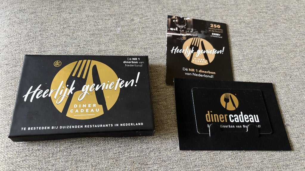 Dinerbon, diner cadeaubon twv. 100 euro, Tickets en Kaartjes, Eén persoon, Cadeaubon