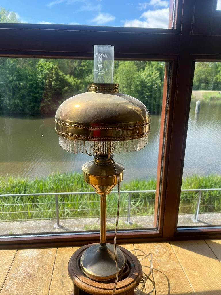Antieke Messing Olielamp - Decoratieve Verlichting, Ophalen, Zo goed als nieuw