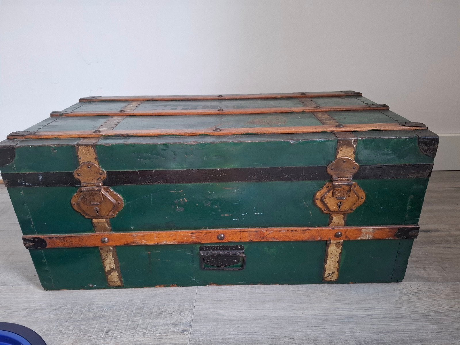 Antieke Brugman reiskoffer / kist - Groen, Gebruikt, 100 tot 150 cm, 75 tot 100 cm, 5 – 50
