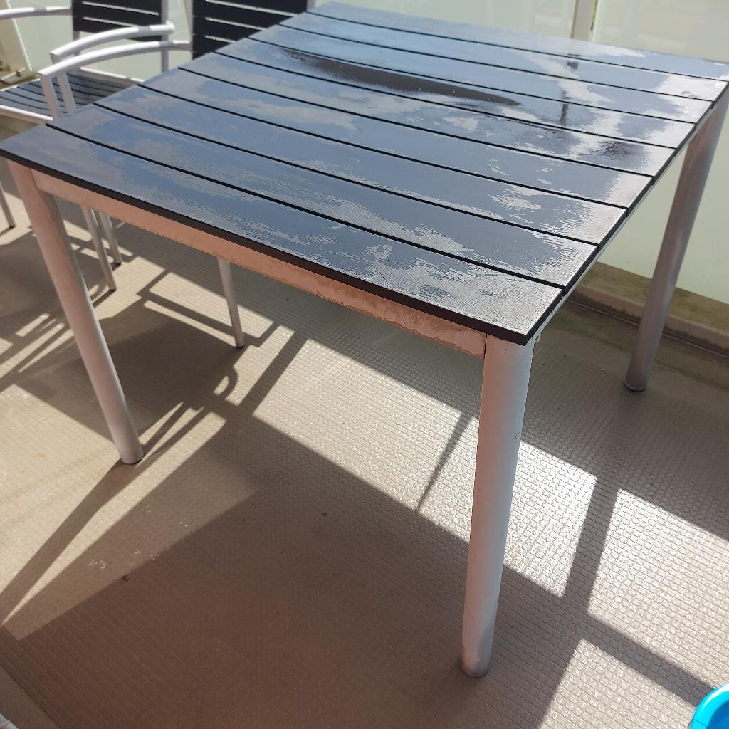 Tuintafel en twee stoelen, Tuin en Terras, Tuintafels, Ophalen, Gebruikt, Rechthoekig