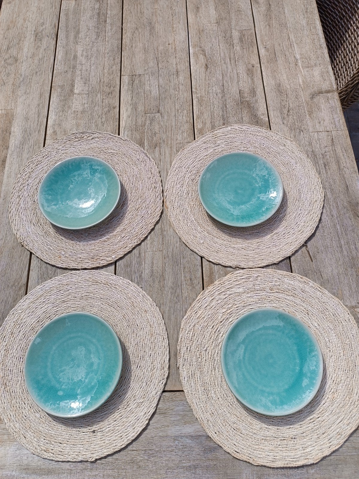 4x Jars Céramistes Tourron Jade ontbijtborden 20 cm, Gebruikt, Keramiek, Ophalen of Verzenden, Bord(en)
