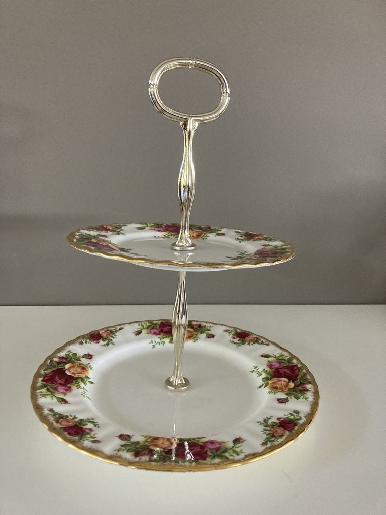 Royal Albert Old Country Roses Etagere 2 laags, Antiek en Kunst, Ophalen of Verzenden