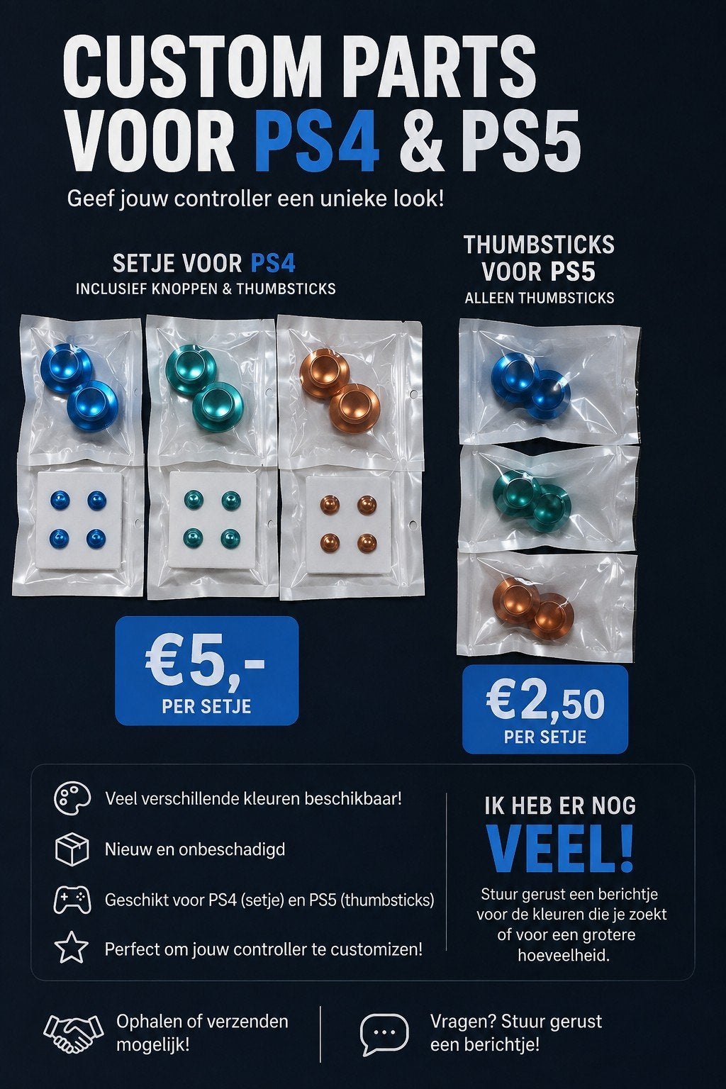 Custom Parts voor PS4 & PS5 Controllers, Ophalen of Verzenden, Nieuw, Overige typen