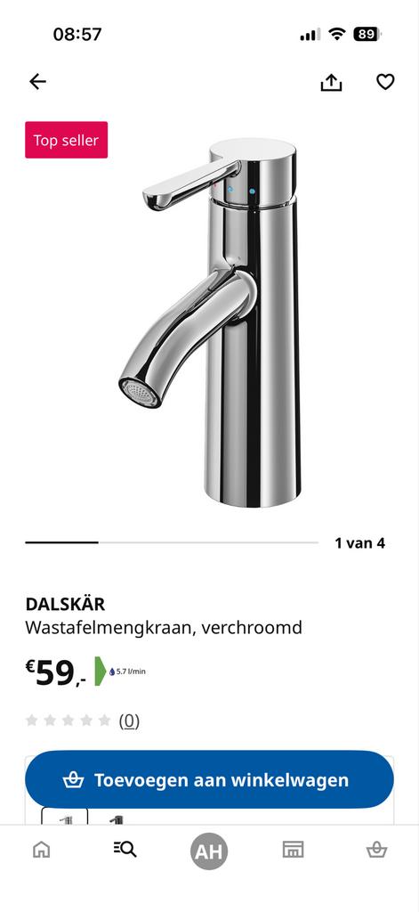 IKEA DALSKÄR Wastafel mengkraan, verchroomd, Ophalen of Verzenden, Nieuw, Chroom, Kraan