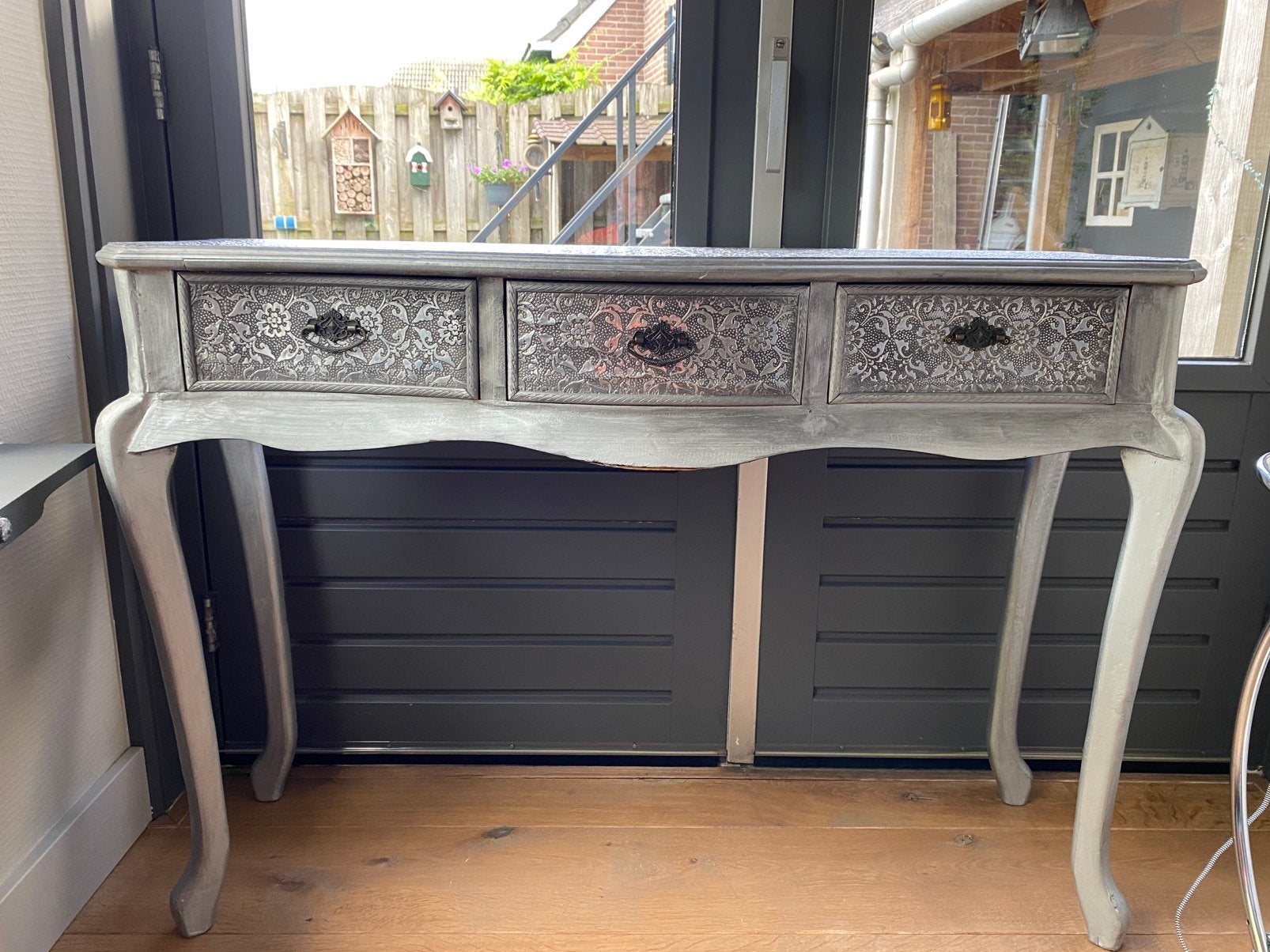 Sidetable/kaptafel barok zilver, Ophalen, Gebruikt, 100 tot 150 cm, 25 tot 50 cm