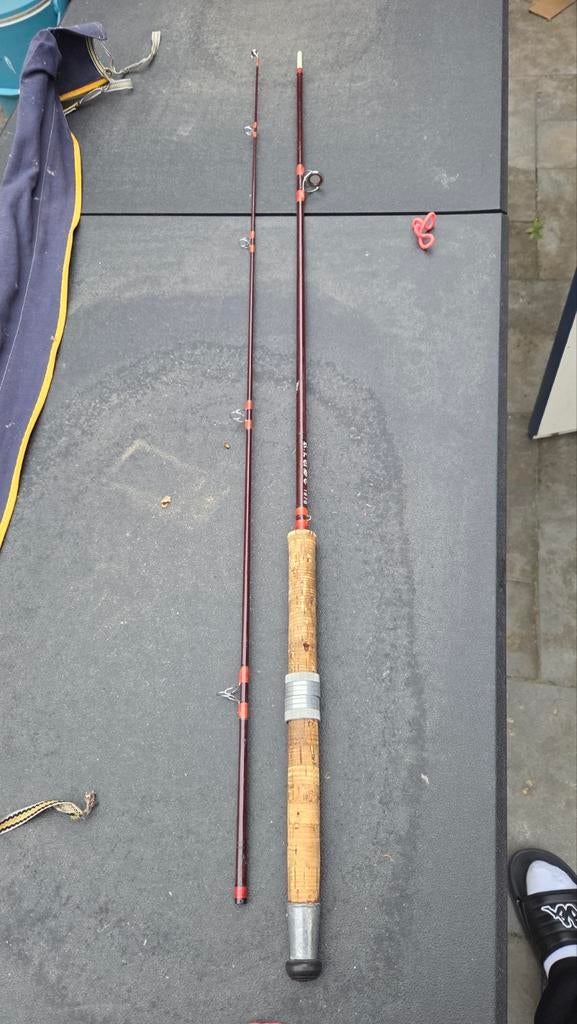 Handbouw glas hengel vintage, Watersport en Boten, Ophalen, Zo goed als nieuw, Werphengel