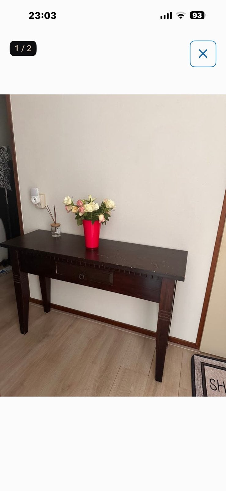 Authentiek SideTable, Ophalen, Gebruikt, 25 tot 50 cm, Rechthoekig