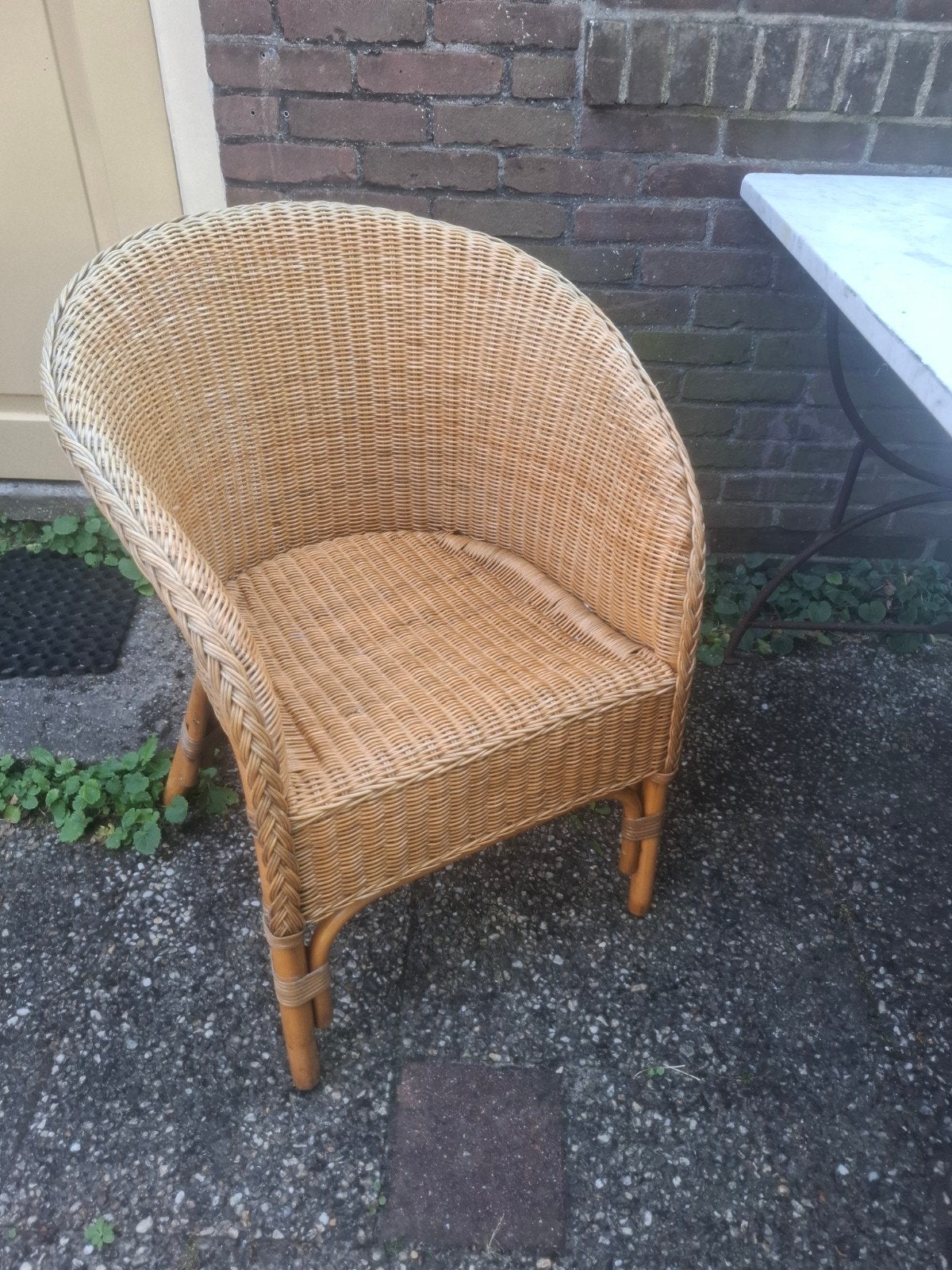 2 rotan rieten tuinstoel stoel vintage fauteuil boho, Huis en Inrichting, Stoelen, Ophalen, Gebruikt, Twee, Overige kleuren