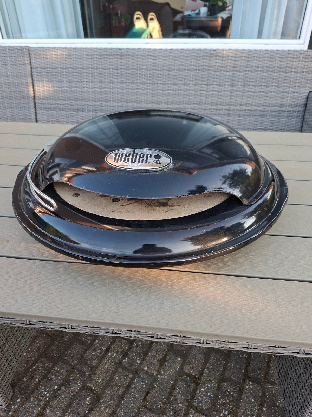 Weber 57 cm pizzasteen voor barbecue, Ophalen, Gebruikt, Weber
