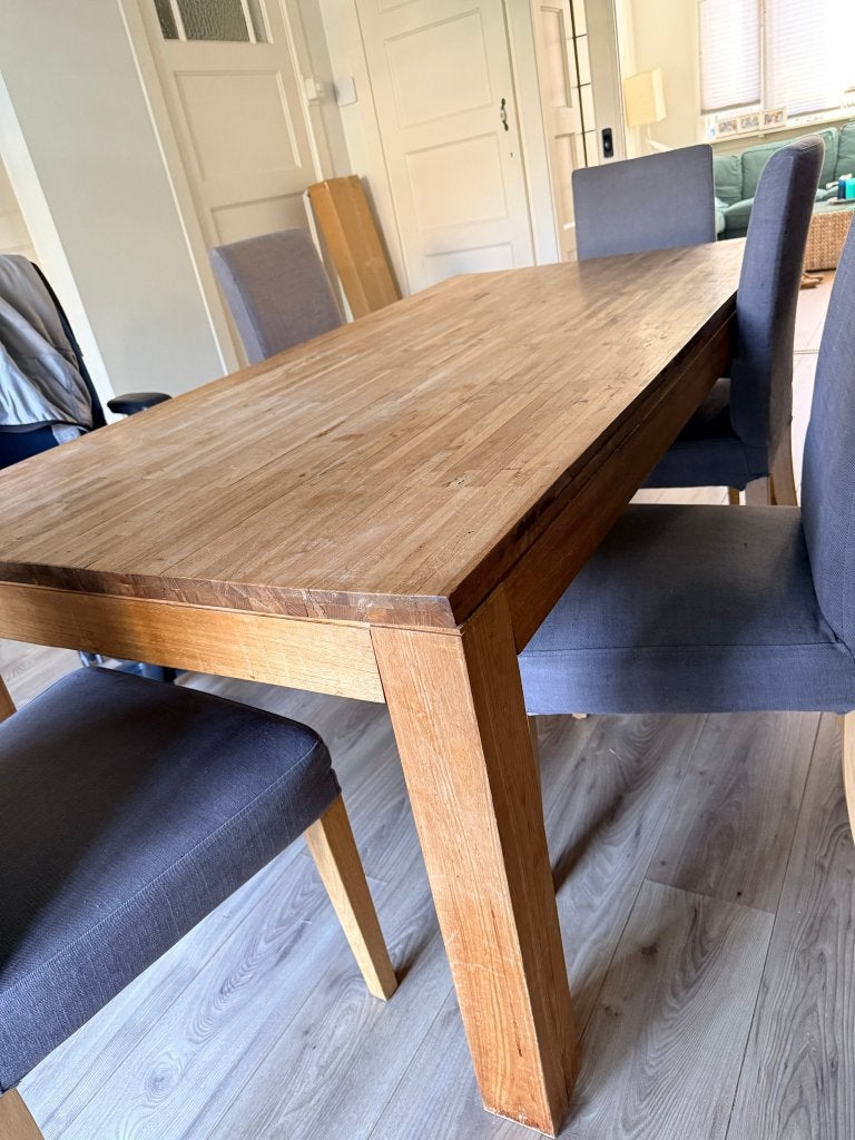 Prachtige teakhouten tafel, Ophalen, 100 tot 150 cm, Teakhout, 200 cm of meer