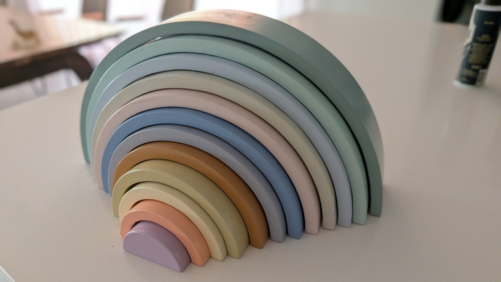 Houten Regenboog Stapelblokken Pastelkleuren, Kinderen en Baby's, Speelgoed | Houten speelgoed, Ophalen, Gebruikt, Overige typen