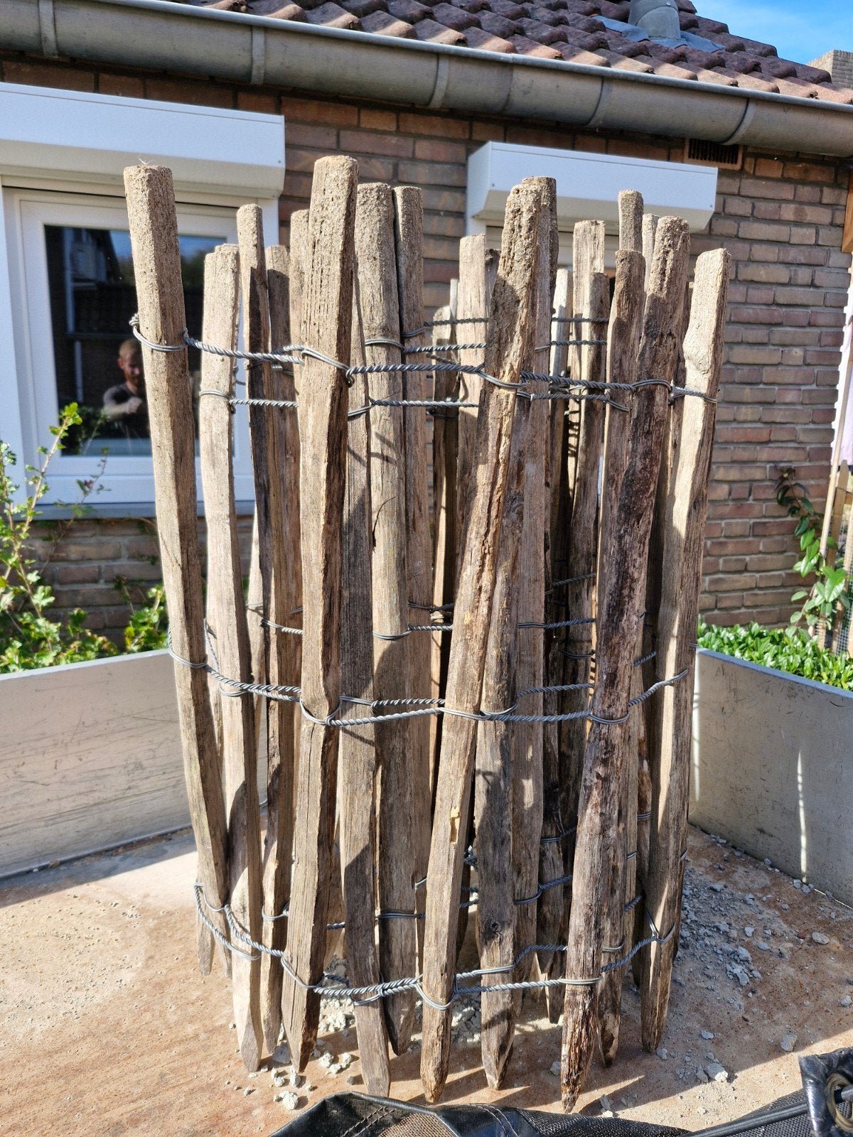 Kastanje schapenhek 80 cm hoog, 4-5 meter lang, Ophalen, Gebruikt, Hout, Tuinhek