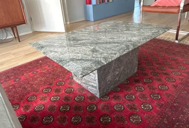 Massieve natuurstenen salontafel - Vintage design, Overige materialen, Gebruikt, 100 tot 150 cm, 50 tot 100 cm
