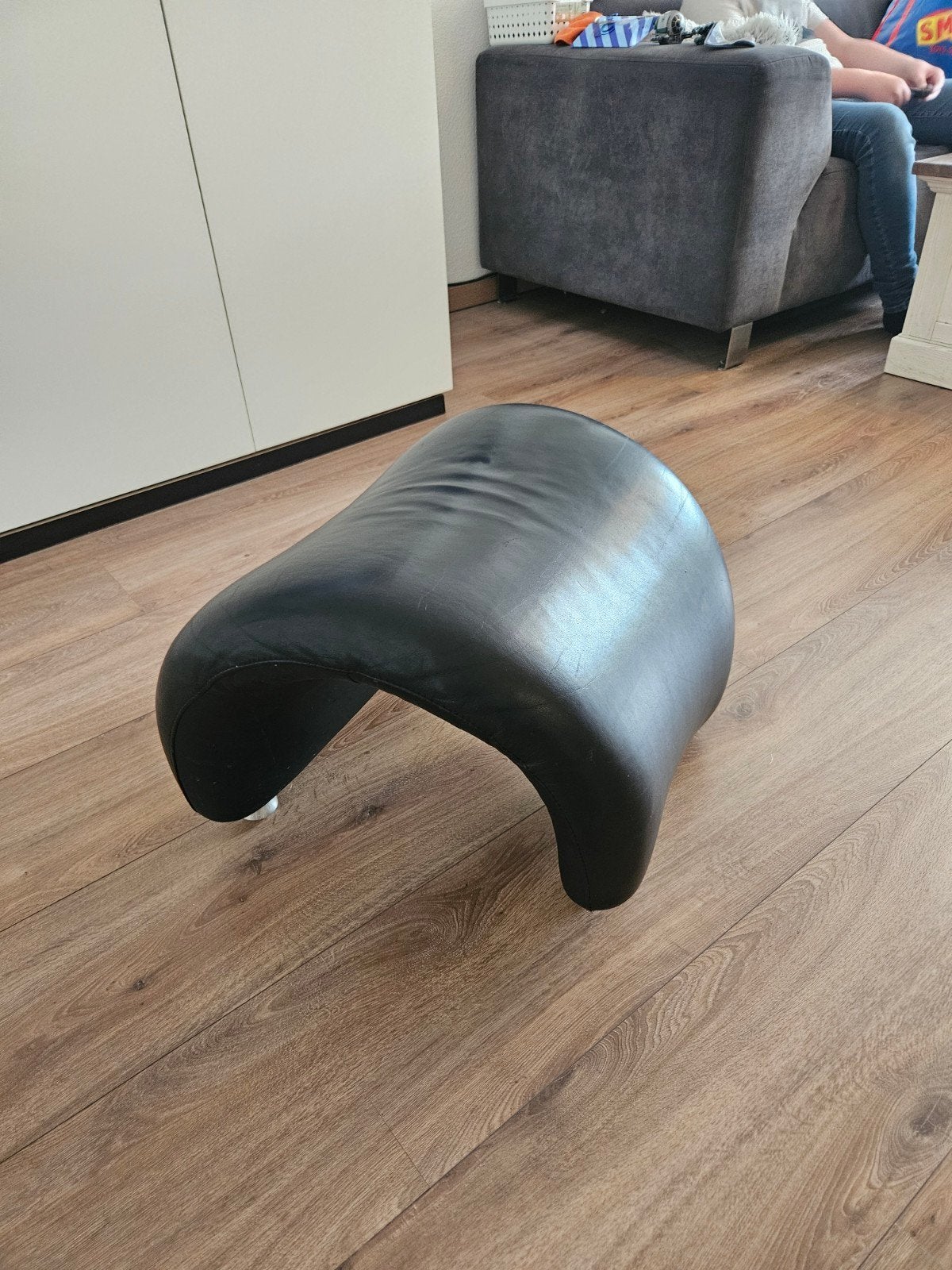 Leren Leolux voetenbankje, Ophalen, Minder dan 50 cm, Gebruikt, Leer