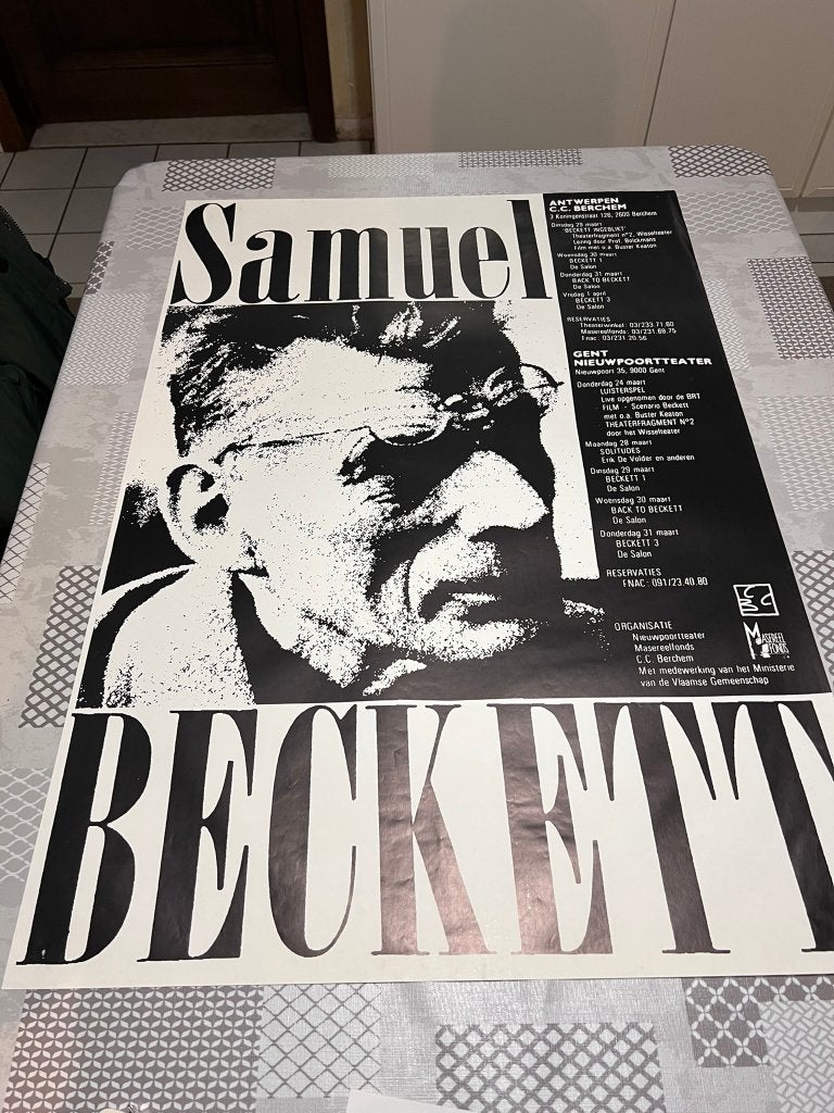 Vintage Poster Samuel Beckett, Rechthoekig Staand, Deurposter of groter, Ophalen of Verzenden, Zo goed als nieuw
