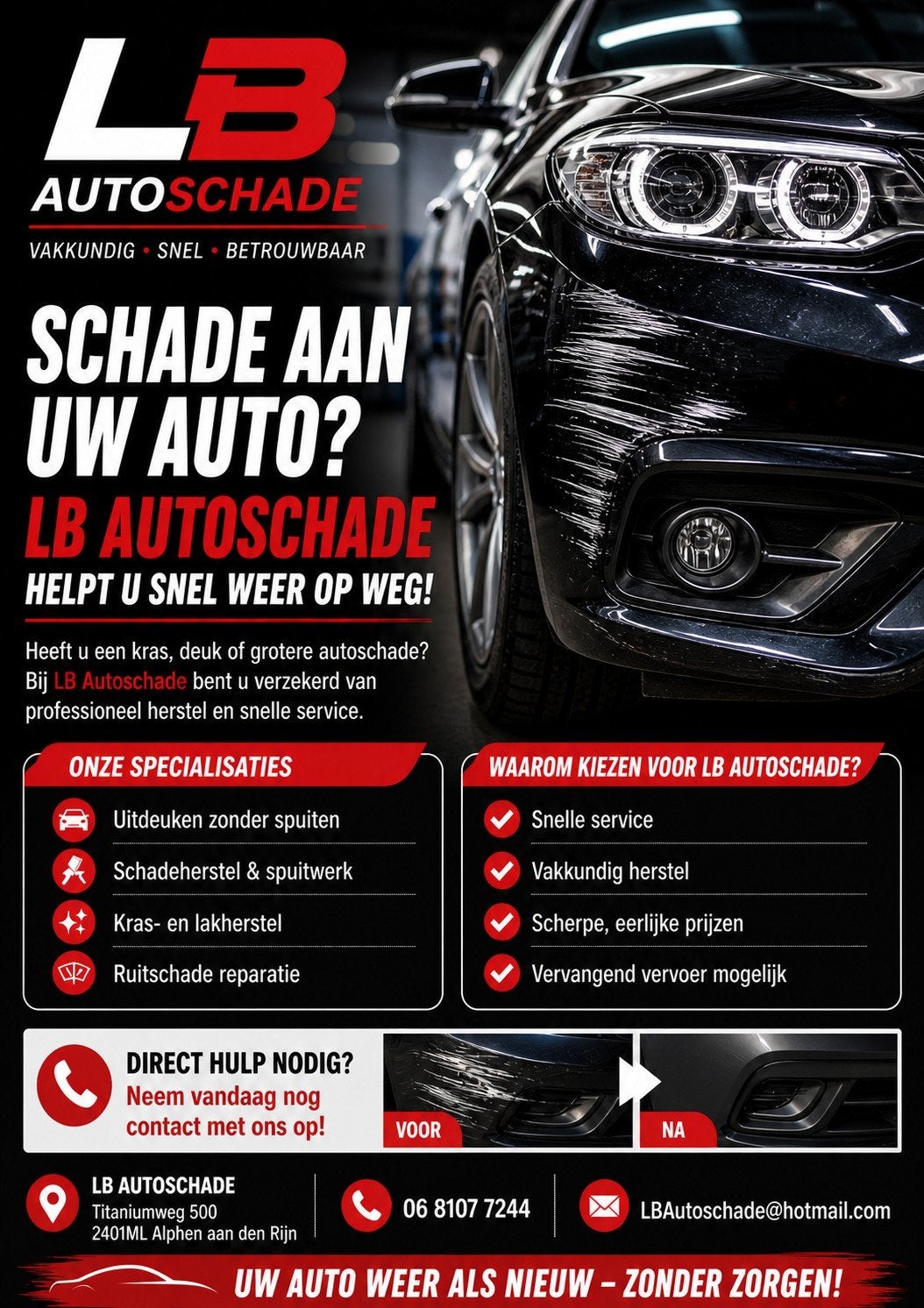 Schade aan uw auto? LB Autoschade helpt u snel weer op weg!, Diensten en Vakmensen, Auto en Motor | Schadeherstellers en Spuiterijen