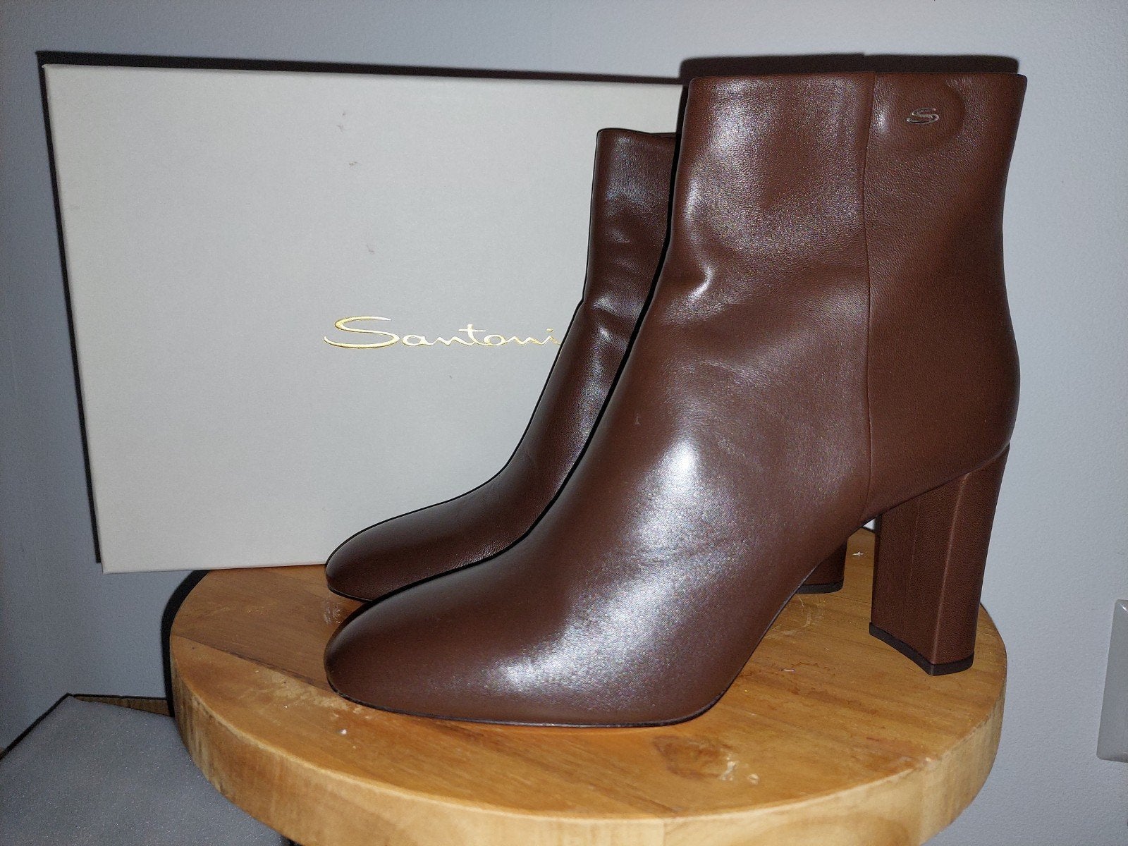 Santoni bruine leren enkellaarzen maat 41 nieuw met doos, Bruin, Lage of Enkellaarzen, Nieuw, Ophalen of Verzenden