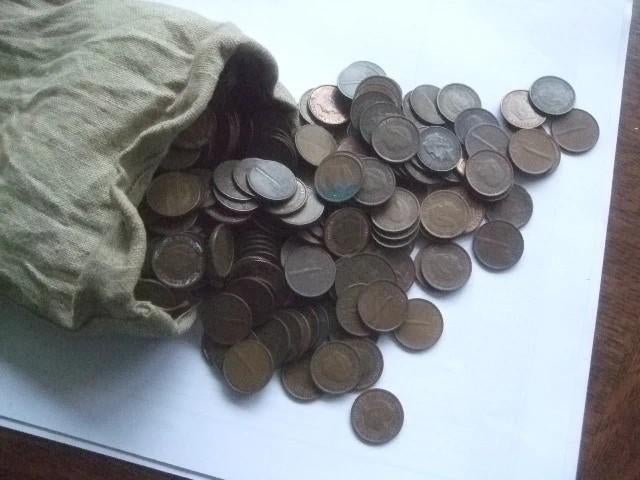 Koperen centen 1,7 kg, Postzegels en Munten, Munten | Nederland, Verzenden, Koningin Juliana, 1 cent