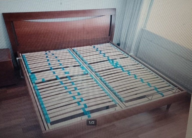 Bedombouw, kersen, rood hout, robuust, Ophalen, Klassiek en modern, robuust, Tweepersoons, Zo goed als nieuw