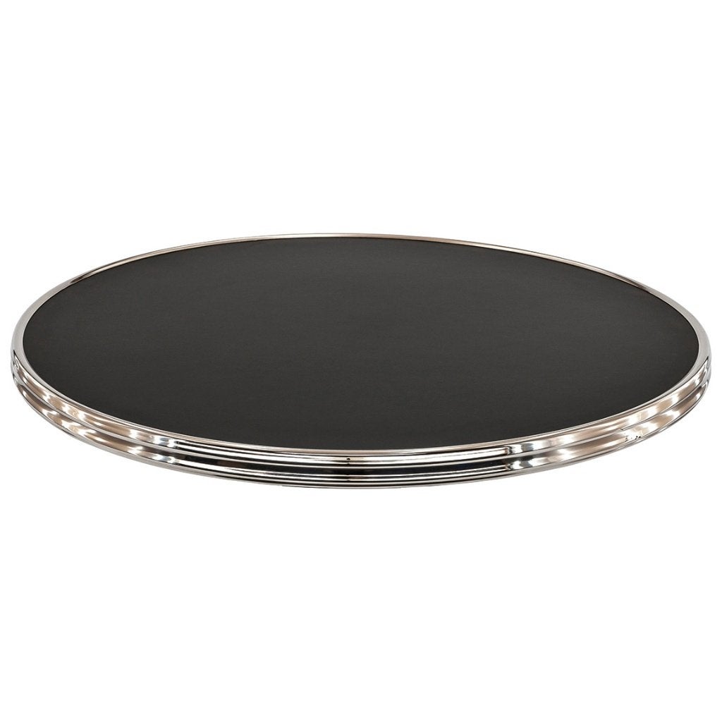 Tafelblad zwart met chromen sierrand rond 60 cm - Demo model, Ophalen of Verzenden
