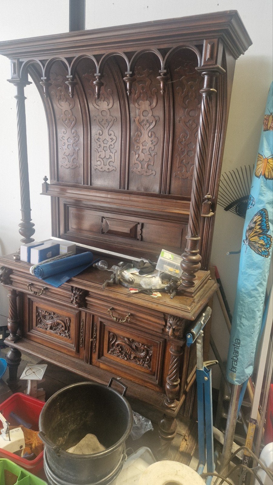 oude chineese kast met werk, Antiek en Kunst, Ophalen