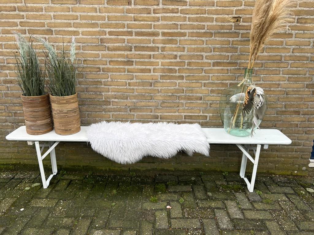 Brocante vintage tuinbank, Tuin en Terras, Tuinbanken, Ophalen, Zo goed als nieuw, Hout