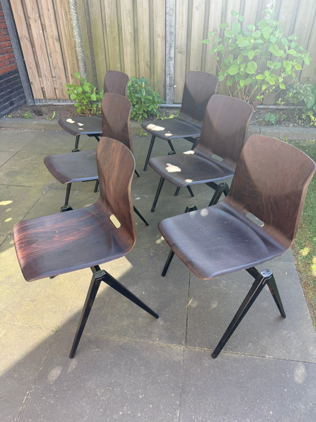 Set stoelen galvanitas, Huis en Inrichting, Ophalen, Zo goed als nieuw, Bruin, Hout