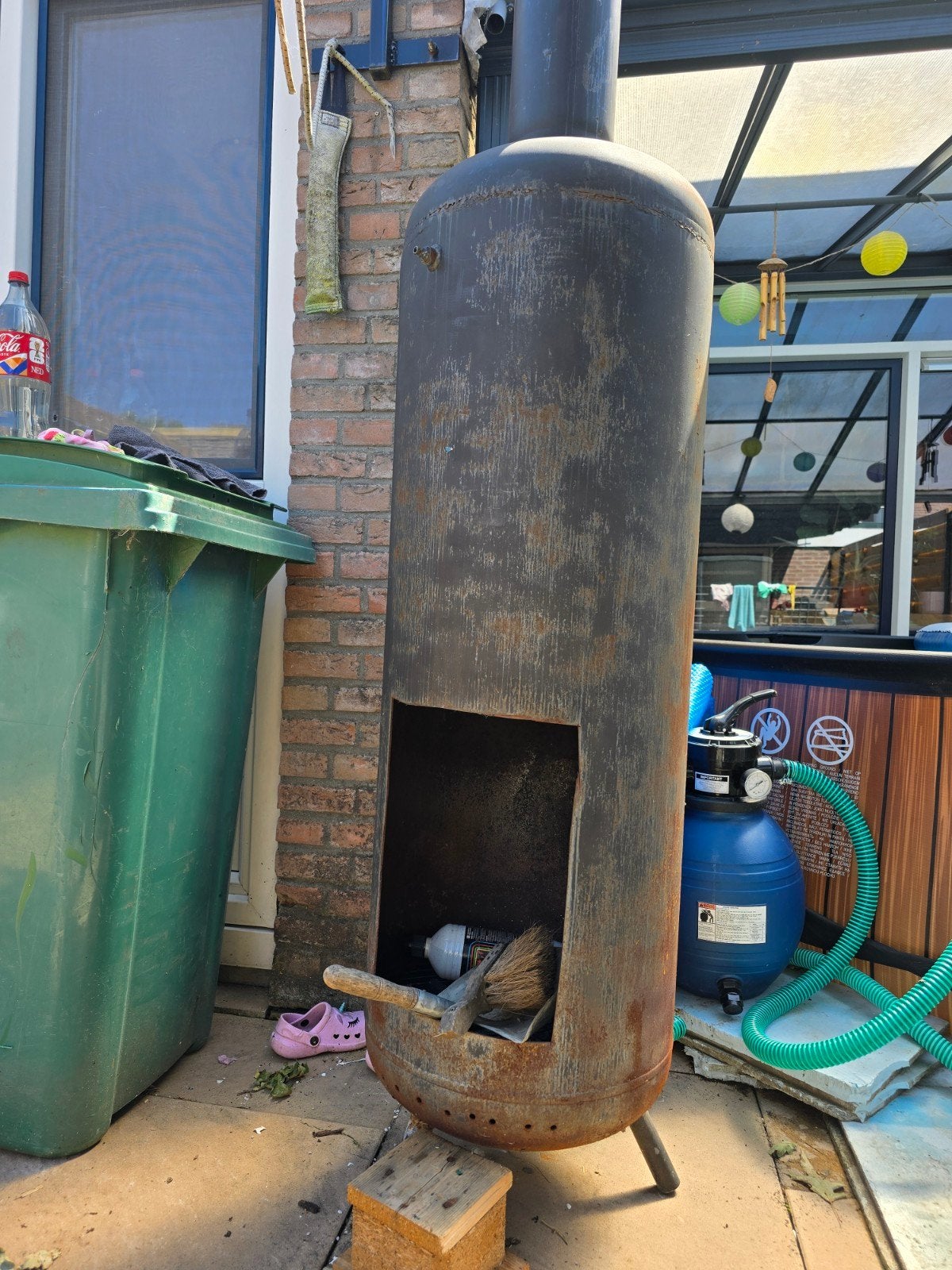 Houtgestookte hottub/zwembad kachel + kuub hout, Ophalen, Filter