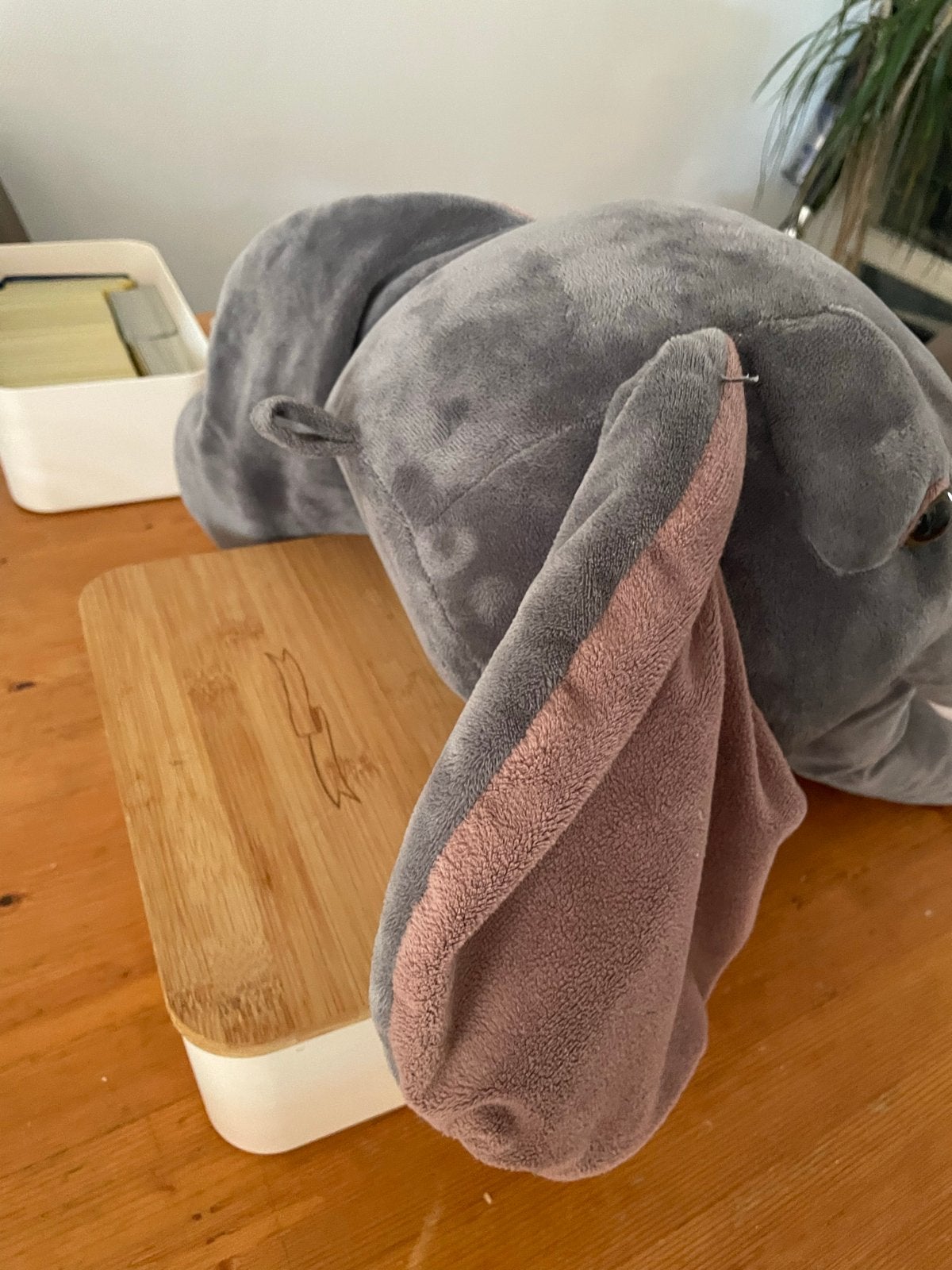Pluche Olifanten Muur Decoratie - Grote Knuffelkop, Ophalen, Grijs, Zo goed als nieuw, Olifant