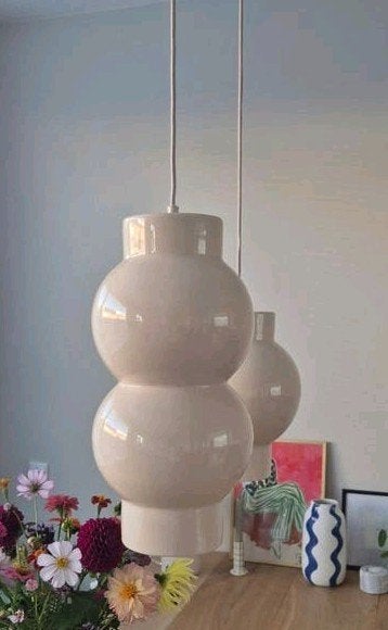 Set van 2 Karwei hanglampen - 40 cm en 30 cm hoog, Ophalen, Zo goed als nieuw, Keramiek, E27 (groot)