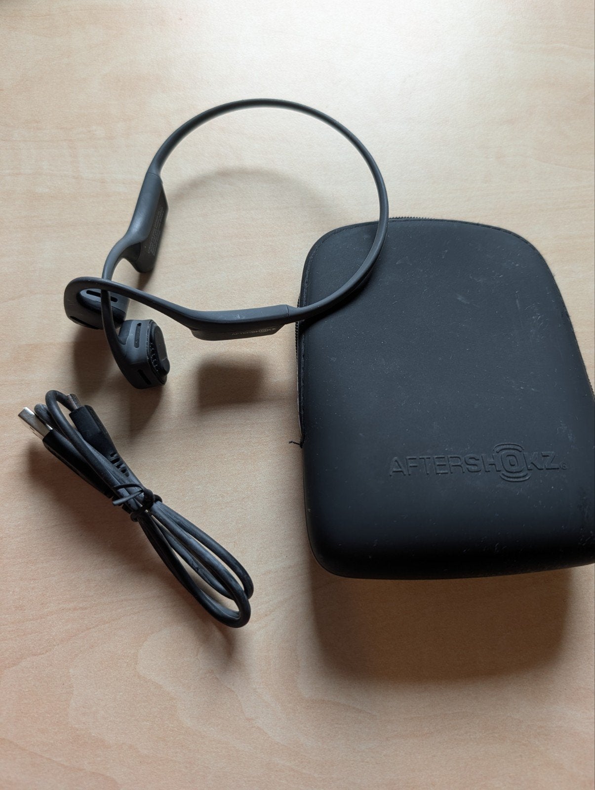 Aftershokz Air Bone Conduction Koptelefoon - Grijs, Gebruikt, Ophalen of Verzenden, Open-ear, Draadloos