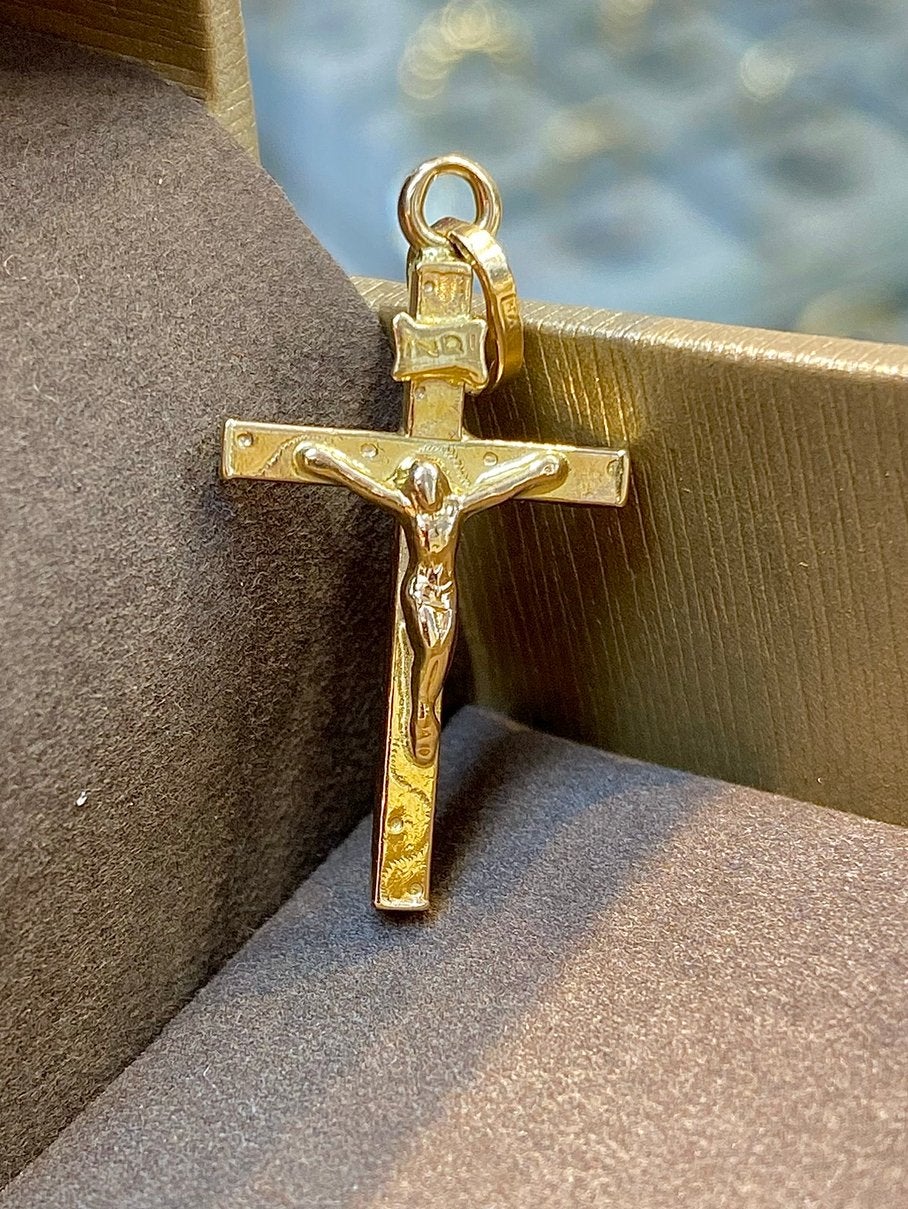 14k Gouden Kruishanger, Sieraden, Tassen en Uiterlijk, Kettinghangers, Zo goed als nieuw, Goud, Ophalen of Verzenden