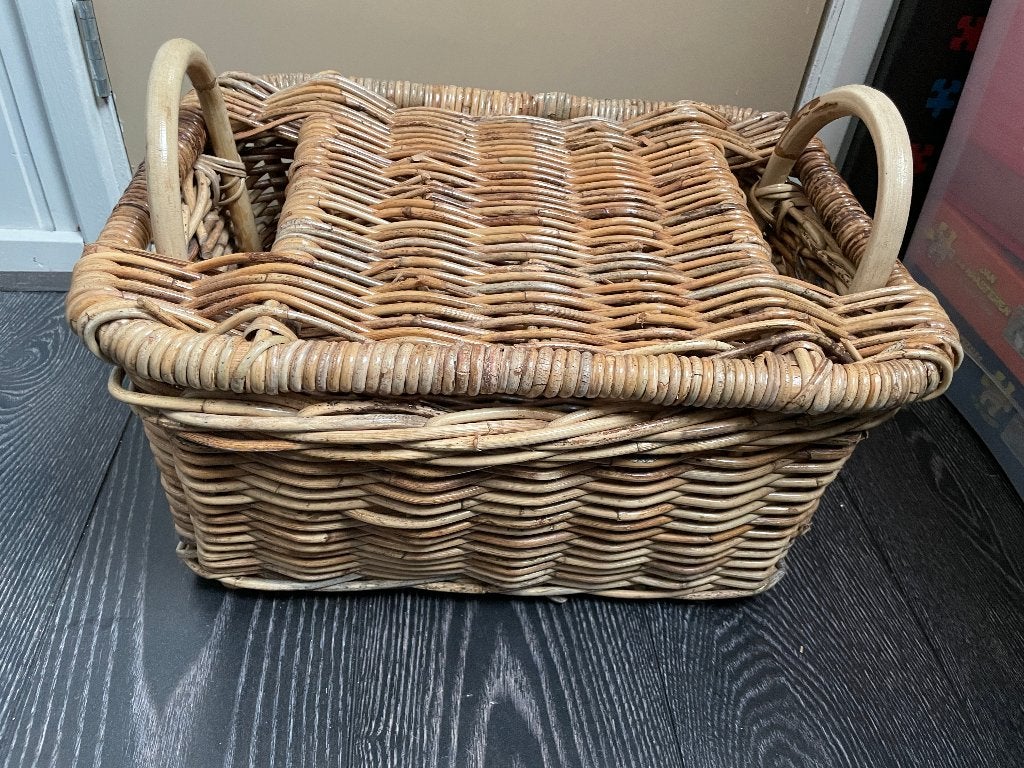 Rieten mand met los deksel, Ophalen, Rechthoekig, Riet