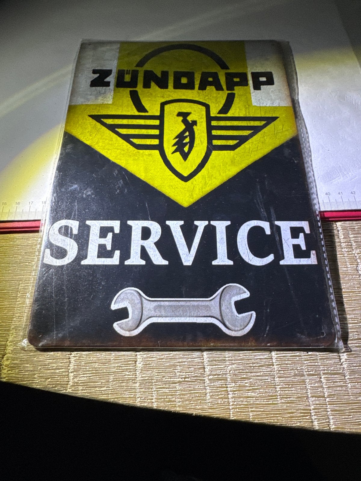 Zundapp Service metalen bord - Vintage look, Fietsen en Brommers, Ophalen of Verzenden, Zo goed als nieuw