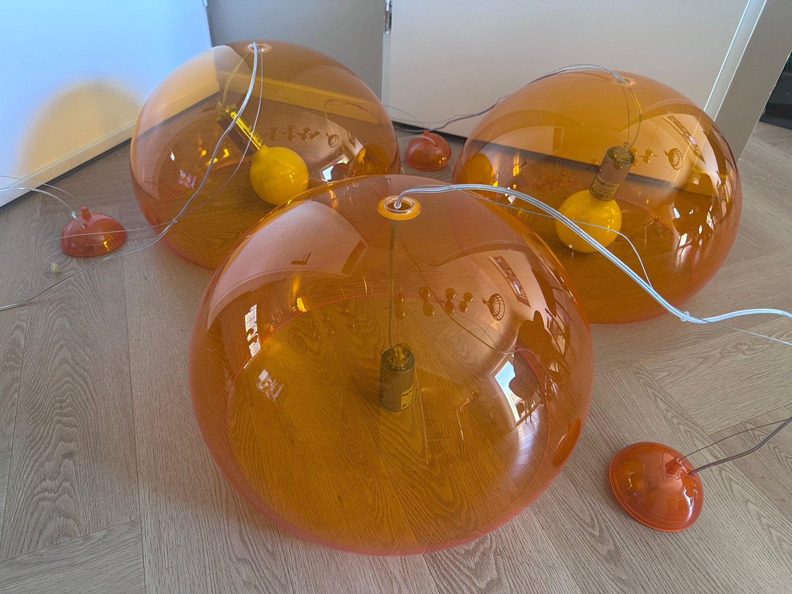 Kartell Fly Lamp - Oranje - Set van 3, Ophalen, Zo goed als nieuw, Kunststof, E27 (groot)