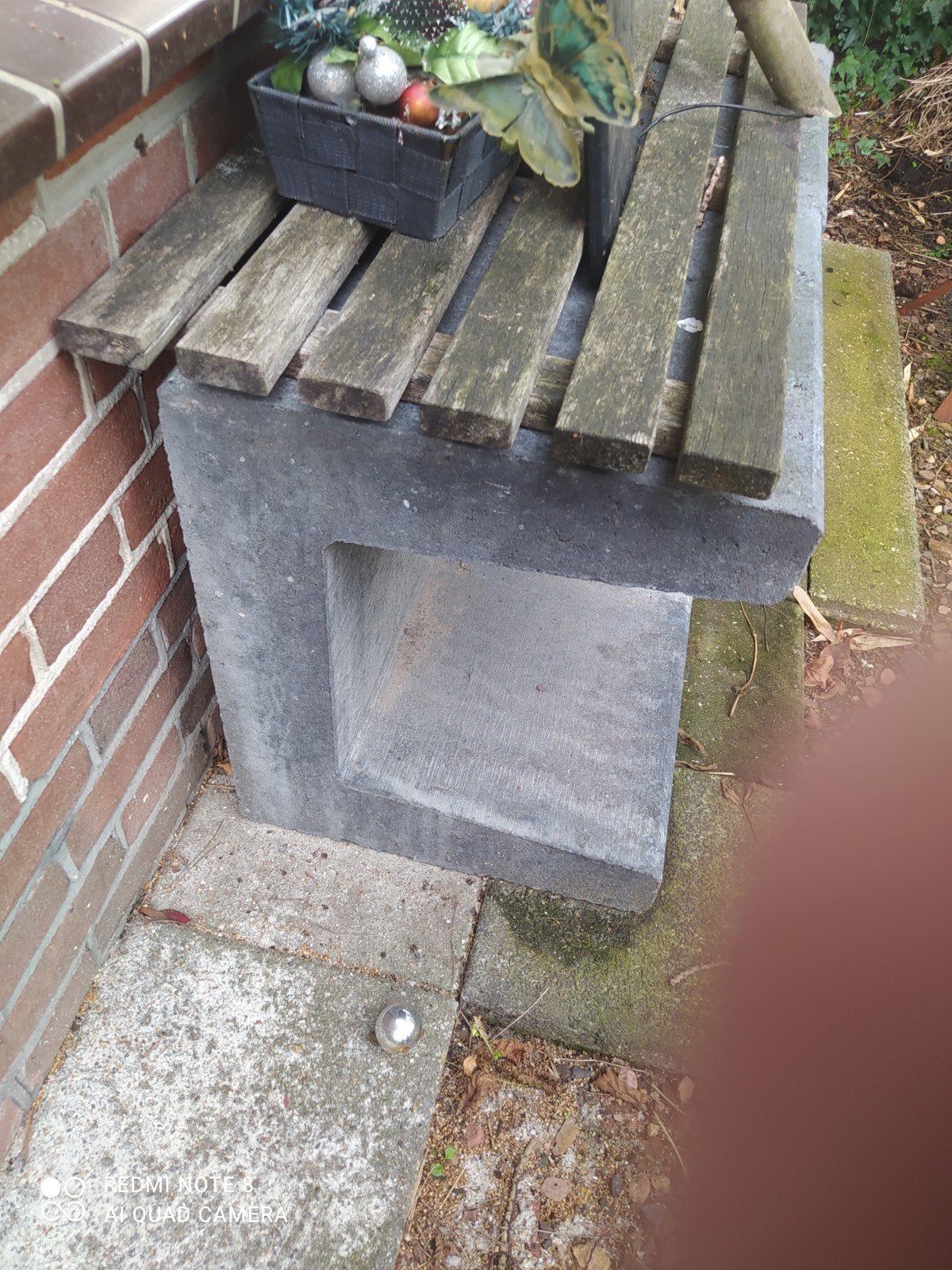 Betonnen tuinbank met houten zitting, Tuin en Terras, Tuinbanken, Ophalen, Gebruikt