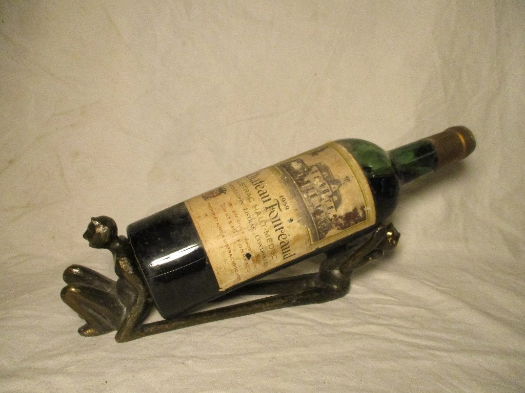 fles wijn 1959 plus wijnfles standaard van koper, Ophalen of Verzenden, Frankrijk, Champagne