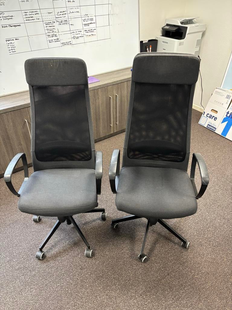 2x IKEA Bureaustoelen - Comfortabel & Verstelbaar, Ophalen, Gebruikt, Grijs, Bureaustoel