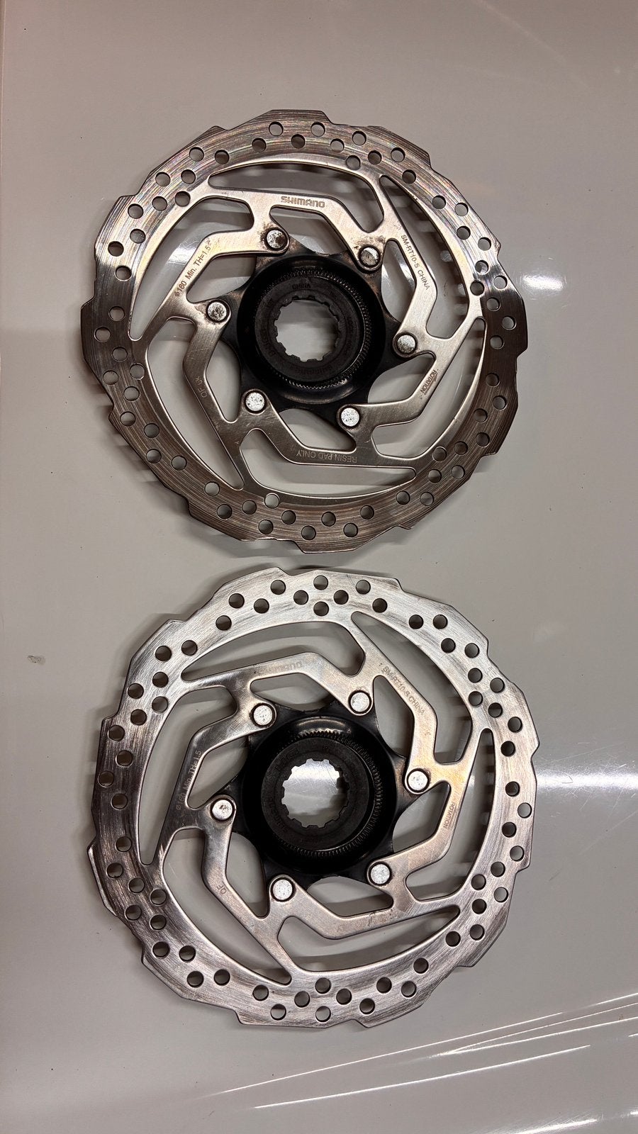 Shimano remschijven 160mm / sm-rt10-s 2x, Remmen, Gebruikt, Staal, Ophalen of Verzenden