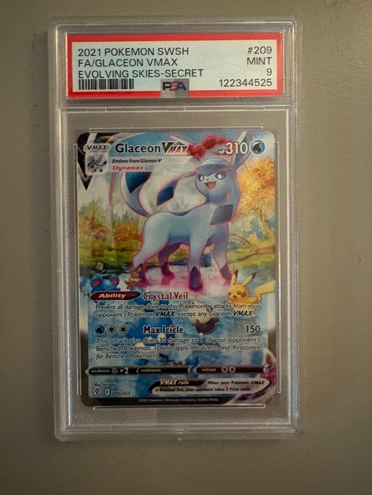 Glaceon Vmax 209| PSA 9, Ophalen of Verzenden, Zo goed als nieuw