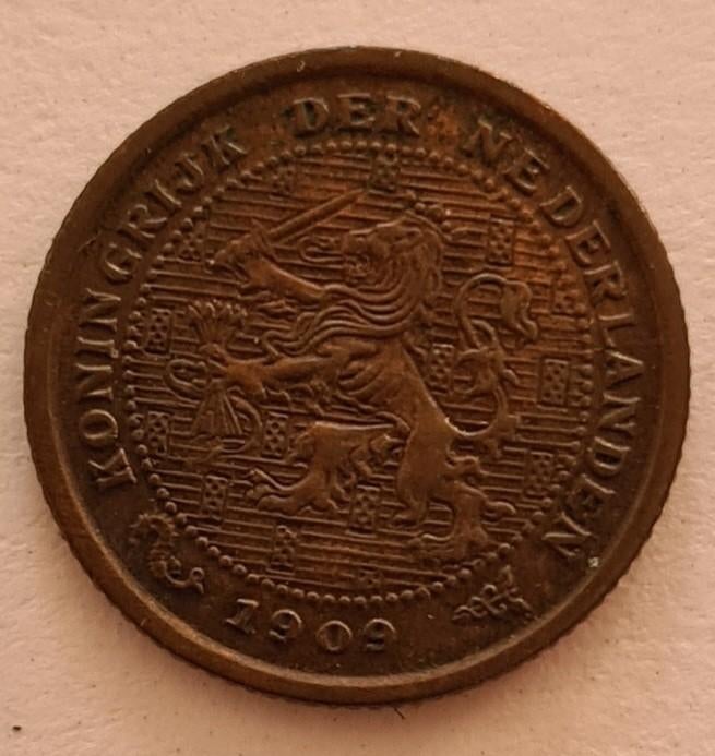 1/2 cent 1909, Postzegels en Munten, Munten | Nederland, Ophalen of Verzenden, Koningin Wilhelmina, Overige waardes, Losse munt