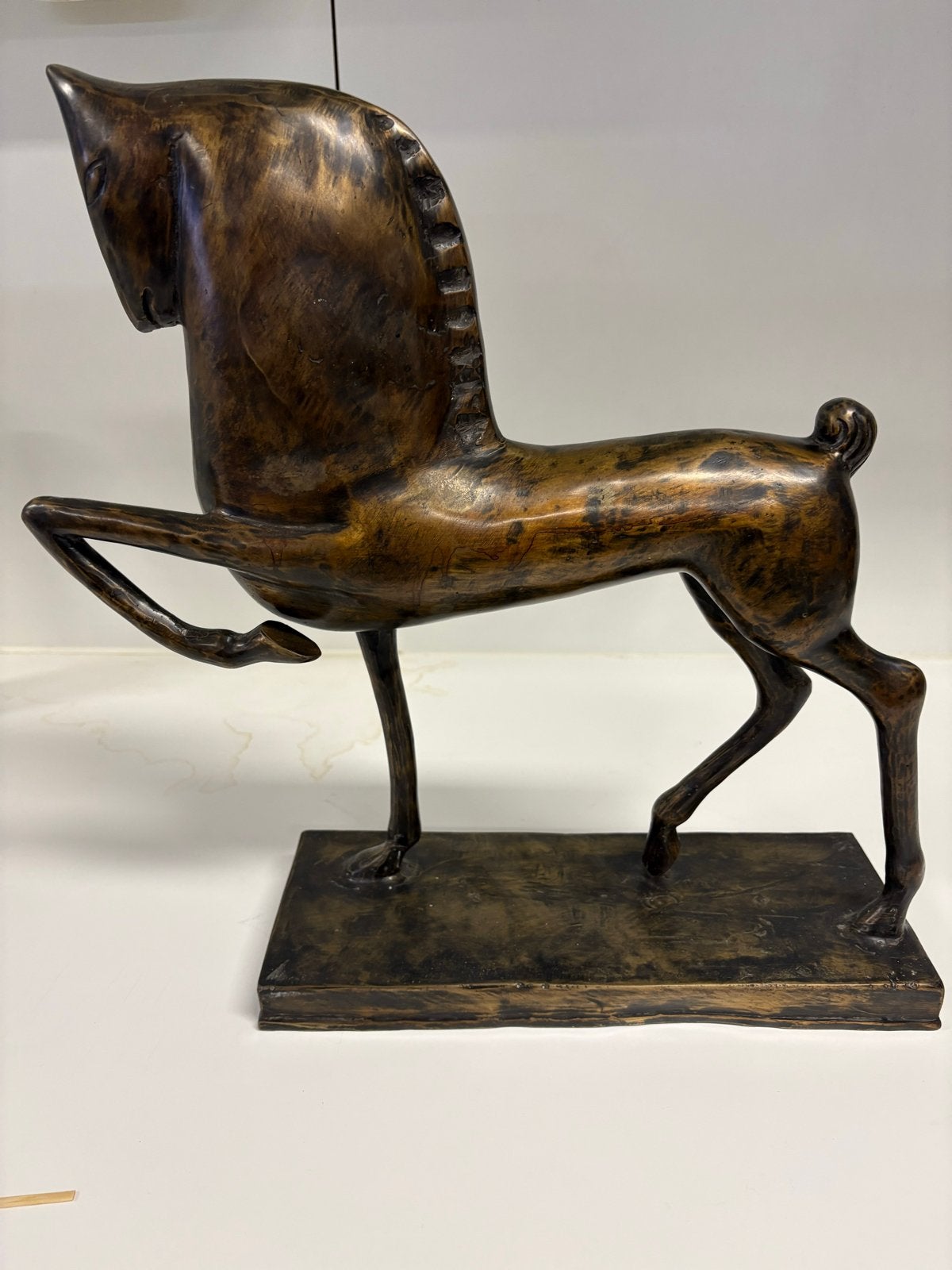 Art Deco Bronzen Etruskisch Paard Sculptuur - Boris Lovet-Lo, Art deco, Ophalen of Verzenden, 20 - 50 cm, Beeld