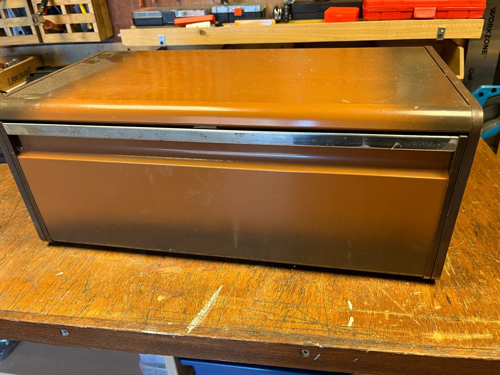 Vintage Brabantia broodtrommel - Oranje/Bruin, Ophalen of Verzenden
