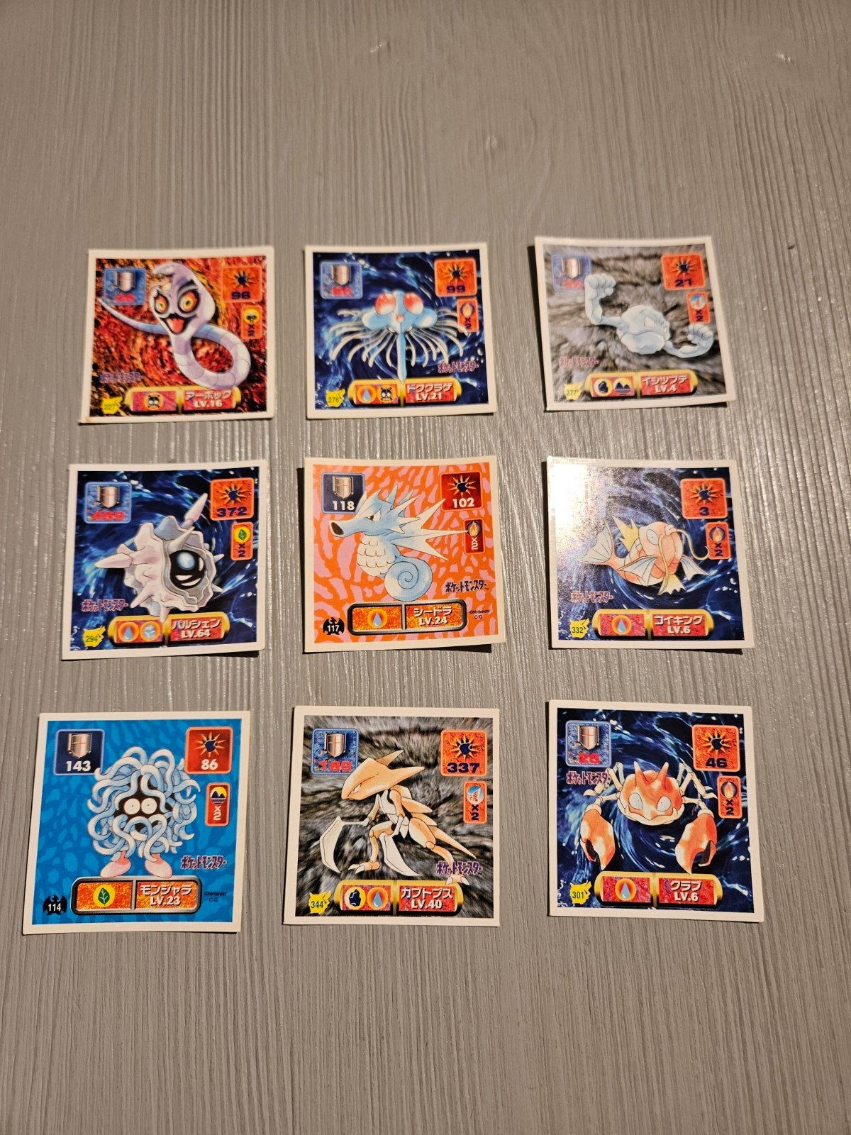 9x Amanda Japanese Sticker Oldskool Original Nintendo Pokémo, Verzenden, Zo goed als nieuw, Meerdere kaarten