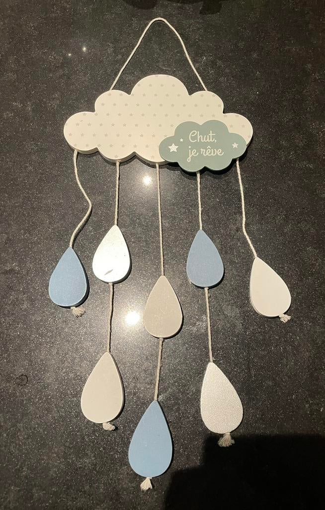 Raam decoratie kinderkamer deco “chut je rêve” houten mobiel, Ophalen of Verzenden, Zo goed als nieuw, Overige typen