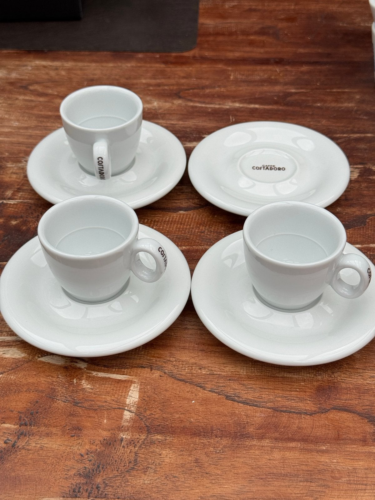 Caffè Costadoro 3 stuks espressokopjes met schotels, Overige merken, Ophalen of Verzenden, Zo goed als nieuw, Modern