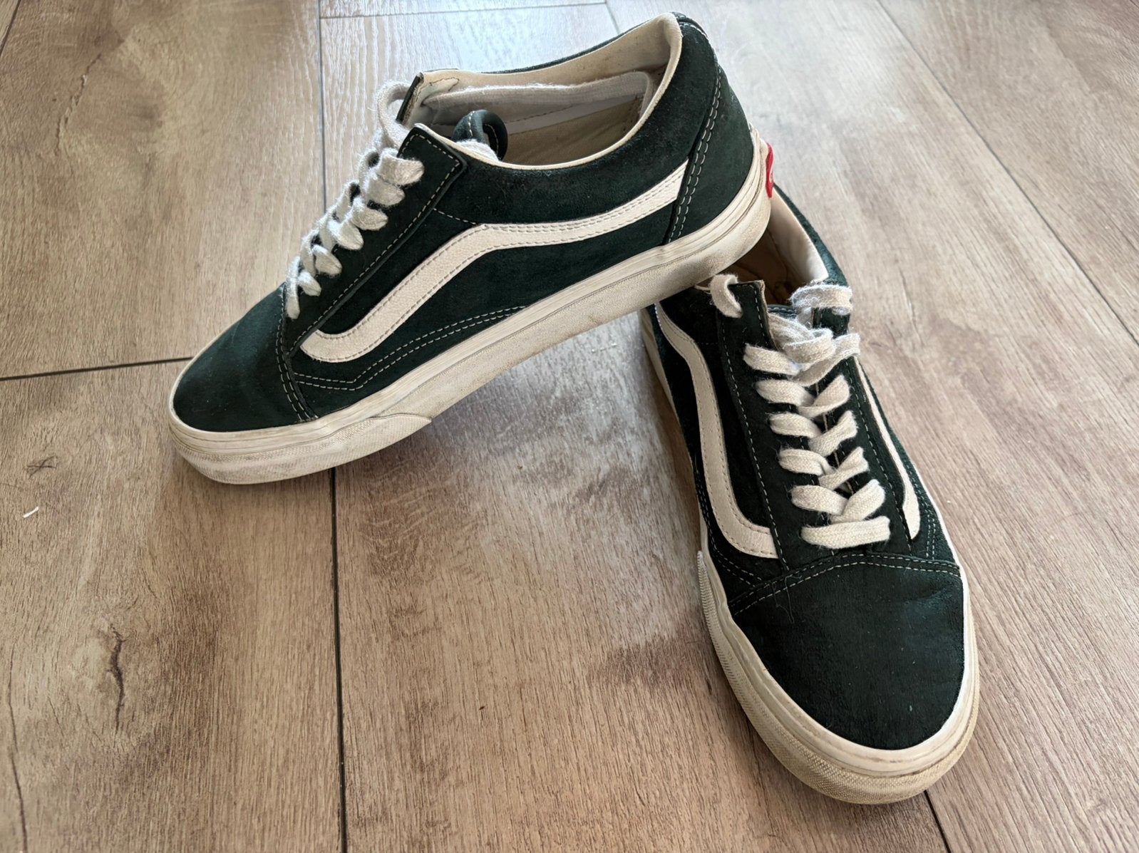 Vans Old Skool donkergroen/wit, Ophalen of Verzenden, Groen, Sneakers of Gympen, Zo goed als nieuw