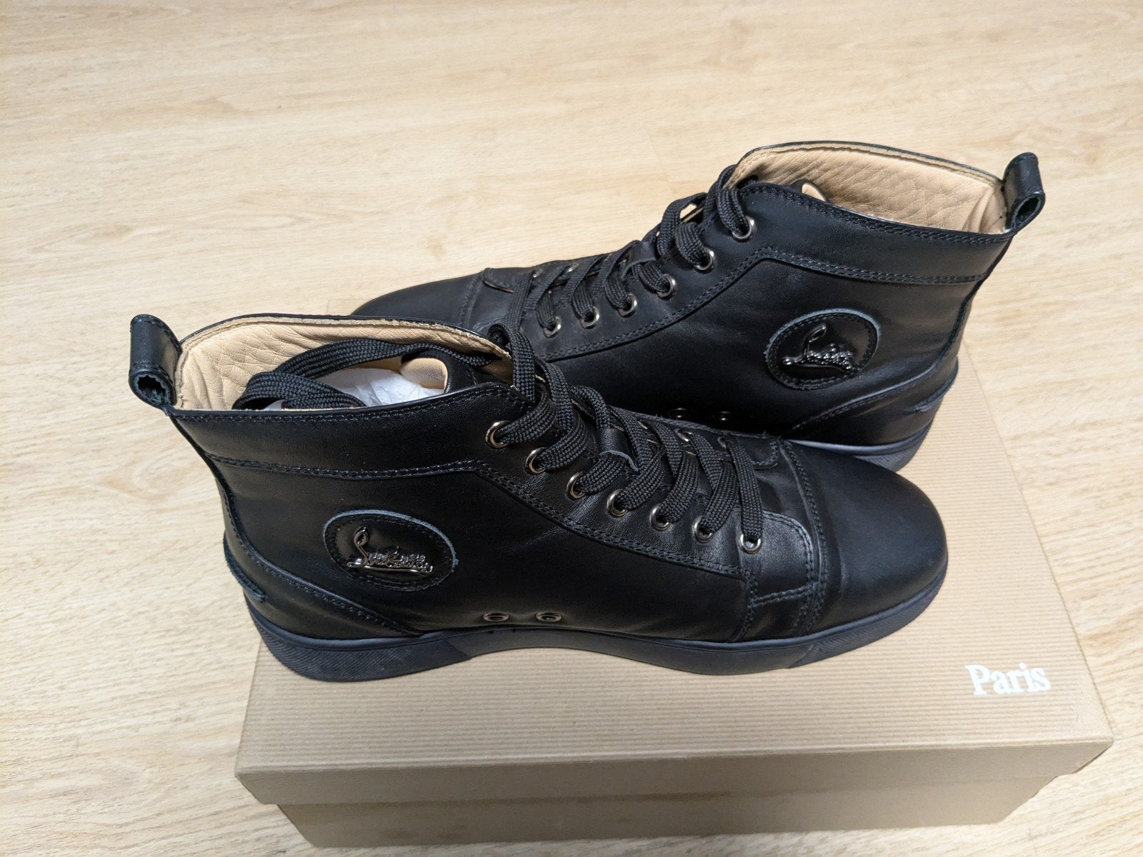 Christian Louboutin Boat Flat Veau Velours/GG Poppy/Poppy, Christian Louboutin, Zwart, Nieuw, Ophalen of Verzenden
